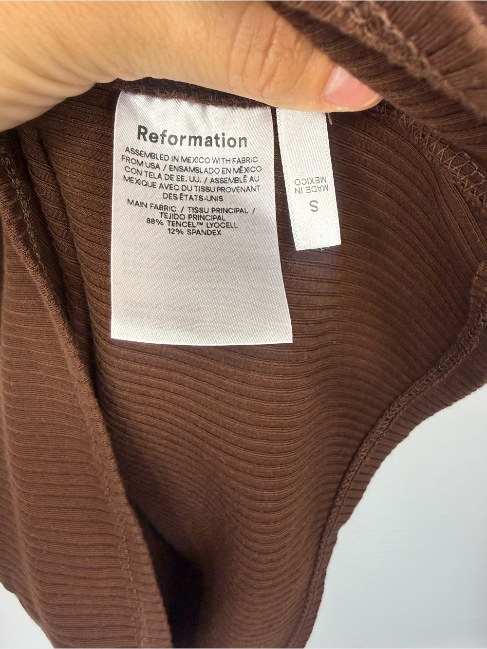 Reformation Brown Ribbed Square-Neck Tank - Picture 4 of 4